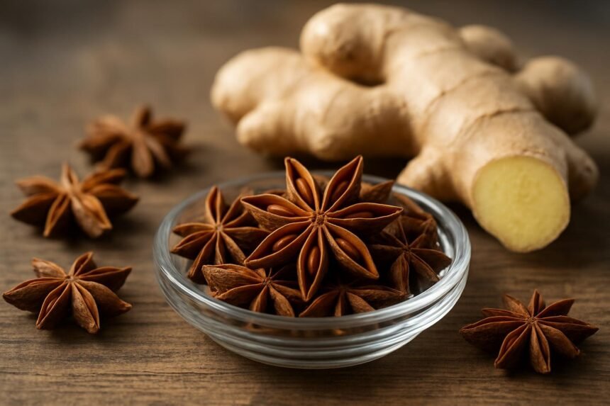 Csillagánizs és gyömbér a természetes gyógynövények között
