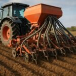 Direktvetőgép működése mezőgazdasági területen.