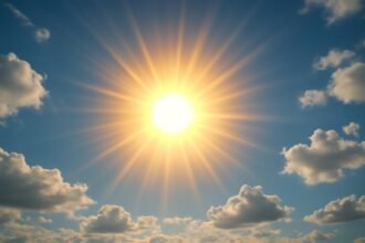 A Nap ragyogása és felhők az égen