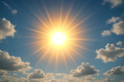 A Nap ragyogása és felhők az égen