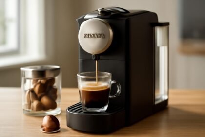Nespresso kávégép eszpresszó készítés közben