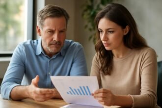 Két ember gazdasági elemzést végez, utazás hatásairól