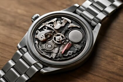 Az óraszerkezetek részletei egy mechanikus karórában