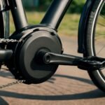 Elektromos kerékpármotor részlete, lánc és hajtókar