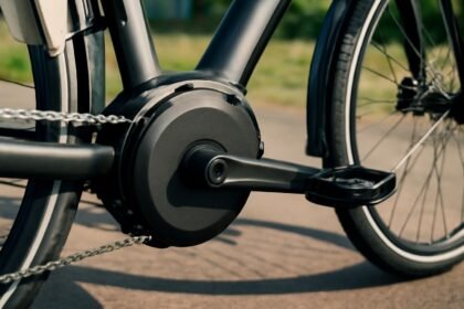 Elektromos kerékpármotor részlete, lánc és hajtókar