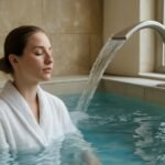 Nő relaxál Harkány gyógyvizével teli fürdőben