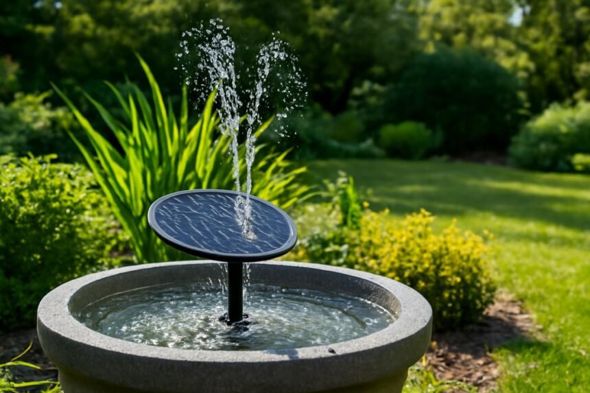 Napelemes szökőkutak a kertben, energiatakarékos és látványos dísz