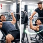 Edzőtermi környezet, ahol egy sportoló a tükörre és a súlyzókra koncentrál